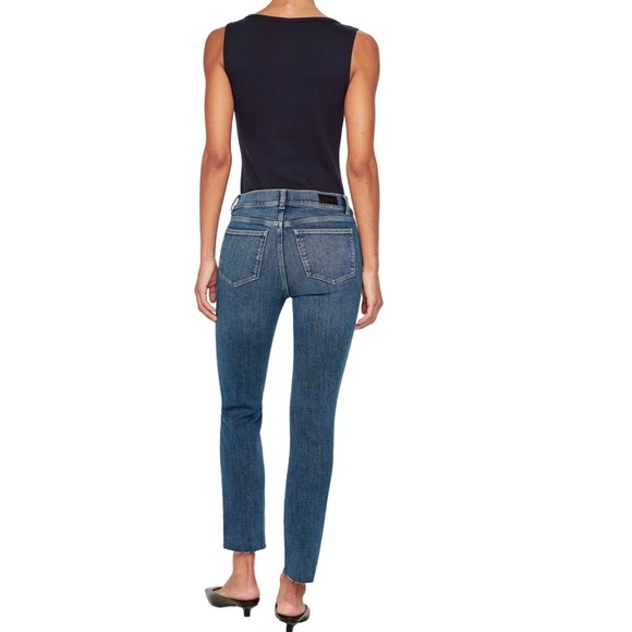 DL1961 Mara Straight Leg Mid Rise Ankle Blue Denim Jean with Instasculpt Size 27 - Picture 2 of 14